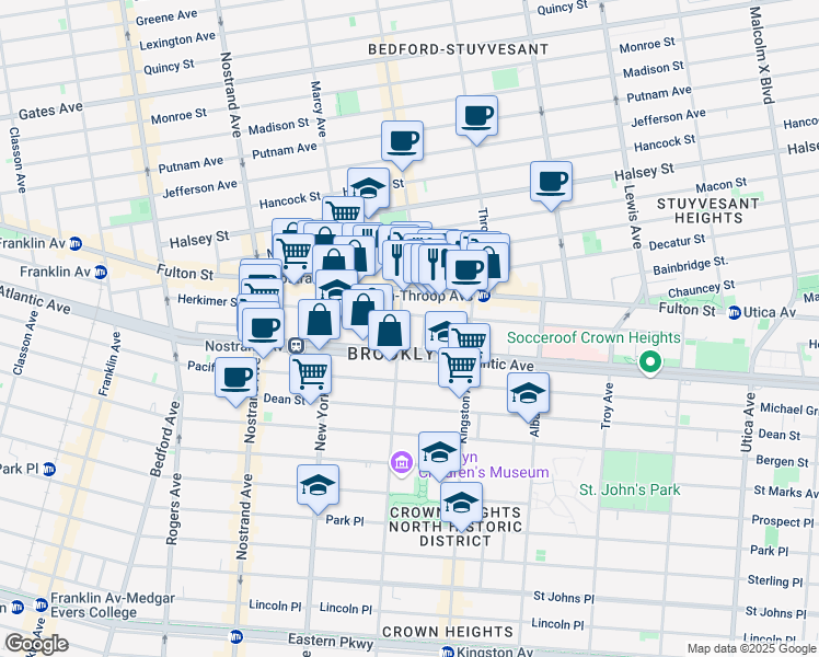 map of restaurants, bars, coffee shops, grocery stores, and more near in Brooklyn