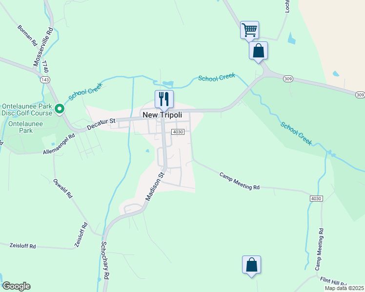 map of restaurants, bars, coffee shops, grocery stores, and more near 6705 Jefferson Court in New Tripoli
