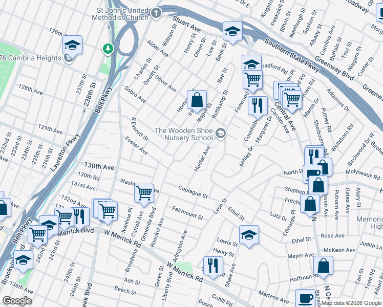 map of restaurants, bars, coffee shops, grocery stores, and more near 1151 Rottkamp Street in Valley Stream