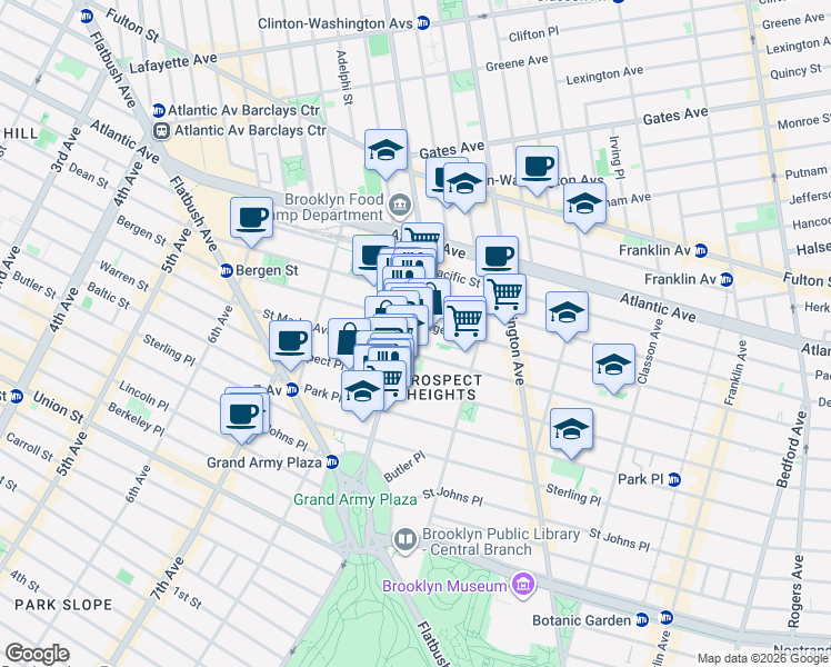 map of restaurants, bars, coffee shops, grocery stores, and more near in Brooklyn
