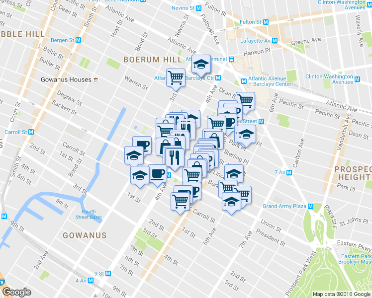 map of restaurants, bars, coffee shops, grocery stores, and more near 649 Degraw Street in Brooklyn