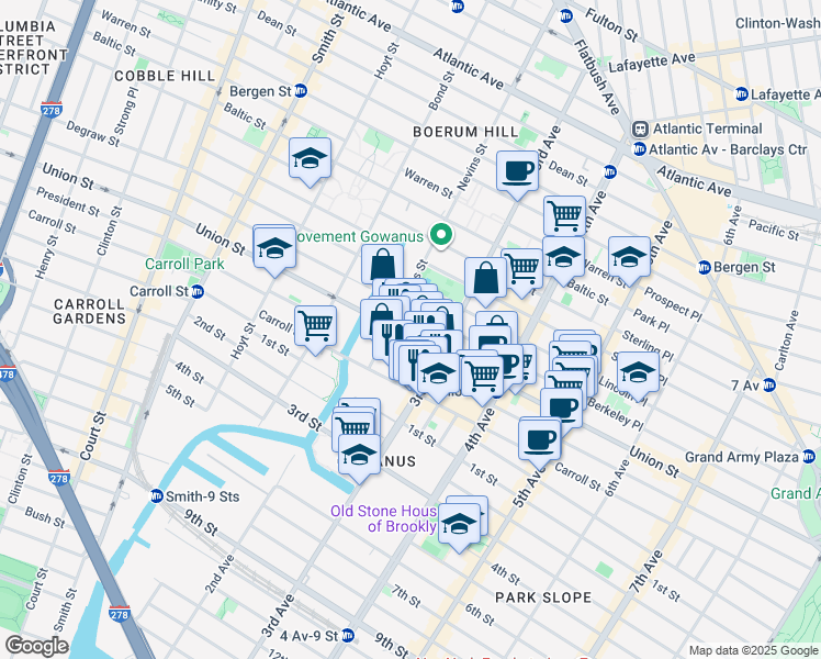 map of restaurants, bars, coffee shops, grocery stores, and more near 546 Union Street in Brooklyn