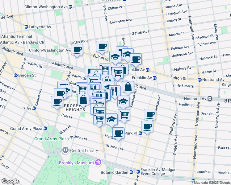 map of restaurants, bars, coffee shops, grocery stores, and more near in Brooklyn