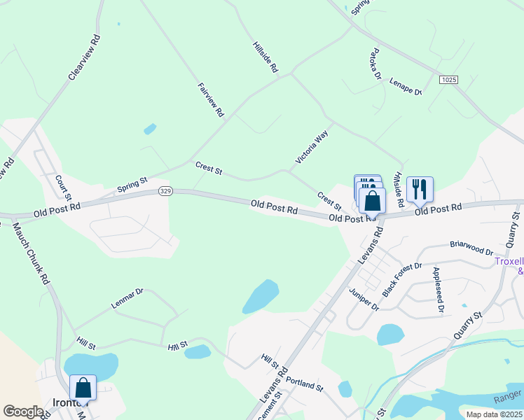 map of restaurants, bars, coffee shops, grocery stores, and more near 2478 Old Post Road in Coplay