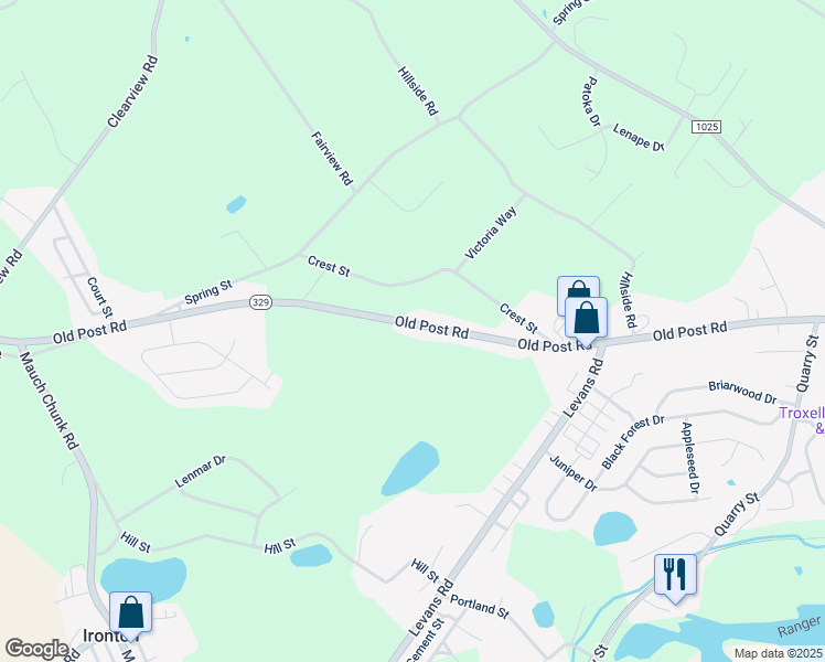 map of restaurants, bars, coffee shops, grocery stores, and more near 2478 Old Post Road in Coplay