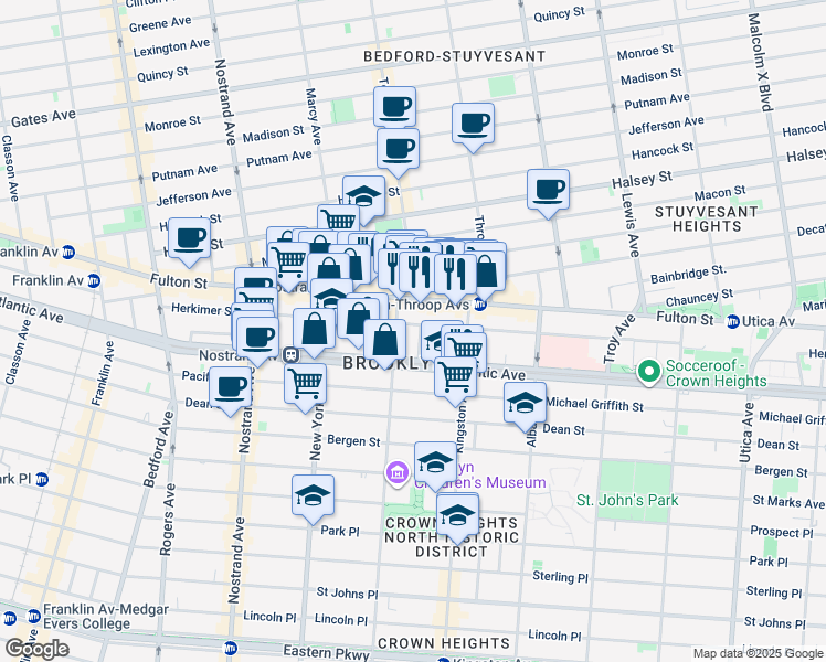 map of restaurants, bars, coffee shops, grocery stores, and more near in Brooklyn