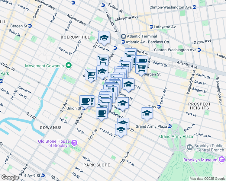 map of restaurants, bars, coffee shops, grocery stores, and more near in Brooklyn
