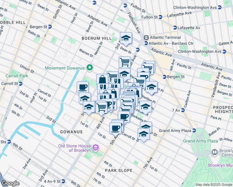 map of restaurants, bars, coffee shops, grocery stores, and more near 649 Degraw Street in Brooklyn