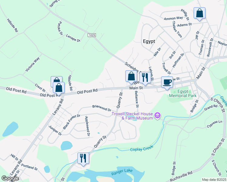 map of restaurants, bars, coffee shops, grocery stores, and more near 4854 Main Street in Egypt