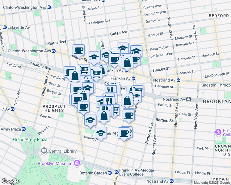 map of restaurants, bars, coffee shops, grocery stores, and more near 630 Classon Avenue in Brooklyn