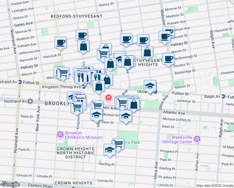 map of restaurants, bars, coffee shops, grocery stores, and more near 508 Herkimer Street in Brooklyn