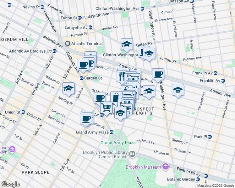 map of restaurants, bars, coffee shops, grocery stores, and more near 212 Saint Marks Avenue in Brooklyn