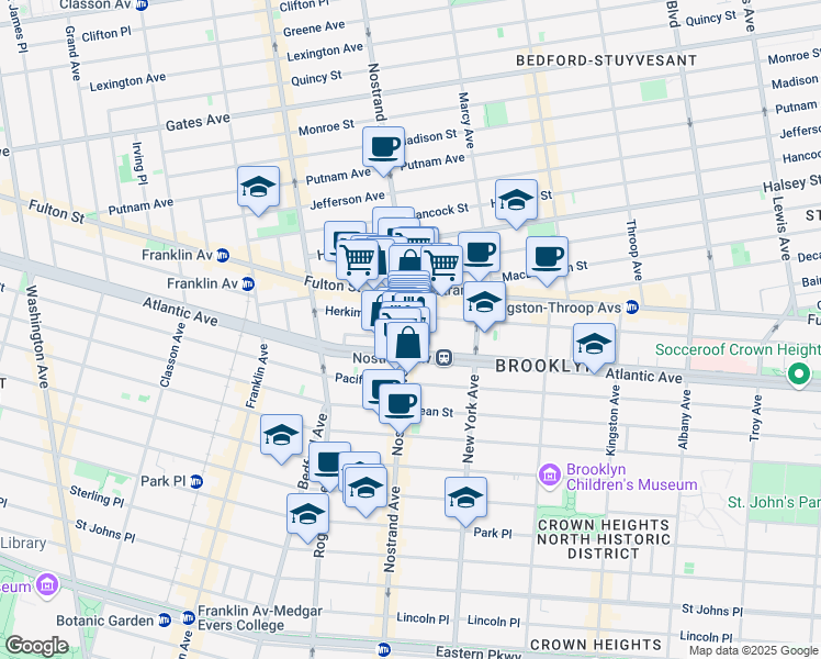 map of restaurants, bars, coffee shops, grocery stores, and more near in Brooklyn