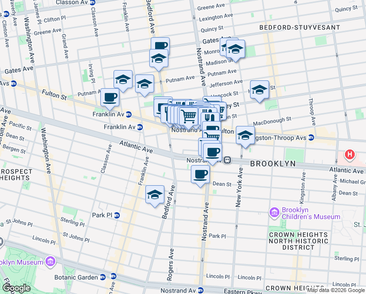 map of restaurants, bars, coffee shops, grocery stores, and more near 3 Herkimer Place in Brooklyn