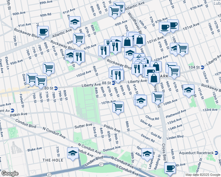 map of restaurants, bars, coffee shops, grocery stores, and more near in Queens
