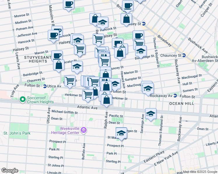map of restaurants, bars, coffee shops, grocery stores, and more near in Brooklyn
