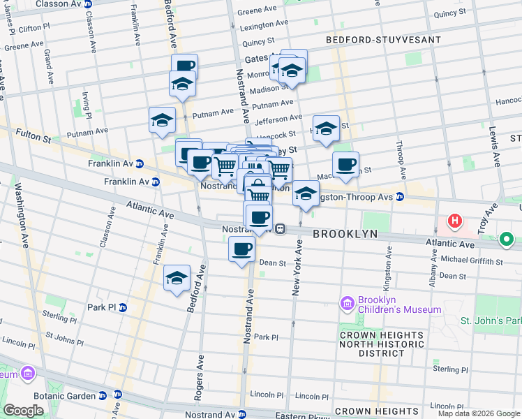 map of restaurants, bars, coffee shops, grocery stores, and more near in Brooklyn