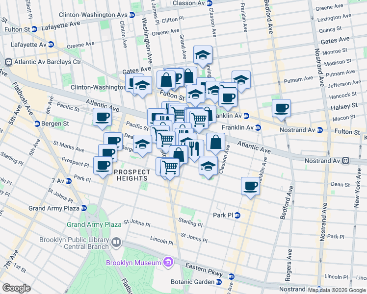 map of restaurants, bars, coffee shops, grocery stores, and more near in Brooklyn