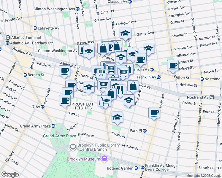 map of restaurants, bars, coffee shops, grocery stores, and more near in Brooklyn