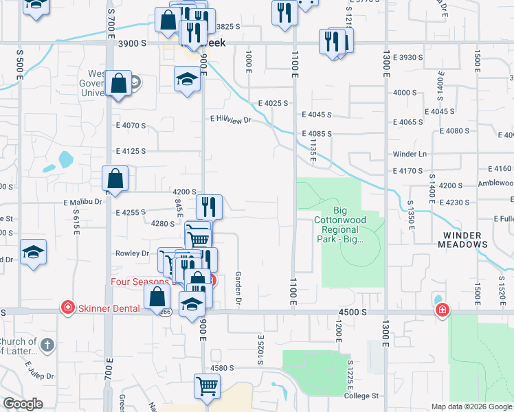 map of restaurants, bars, coffee shops, grocery stores, and more near 1016 East Perrywill Avenue in Salt Lake City