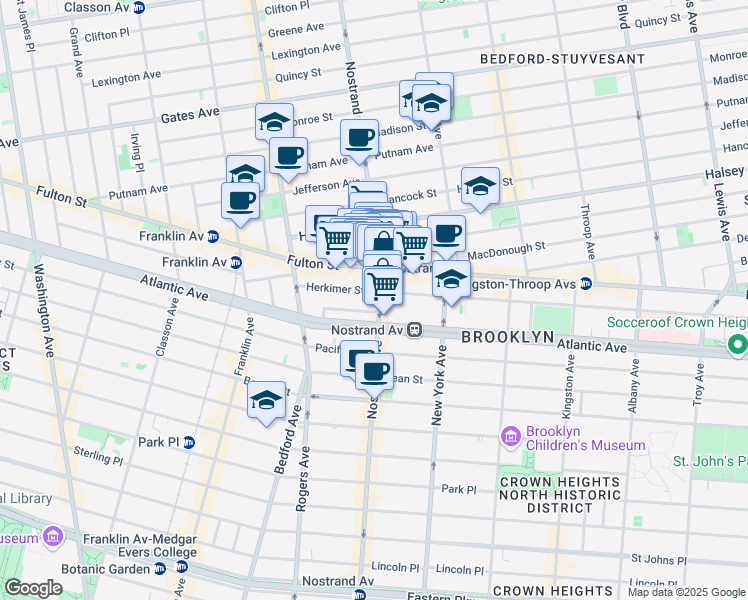 map of restaurants, bars, coffee shops, grocery stores, and more near in Brooklyn