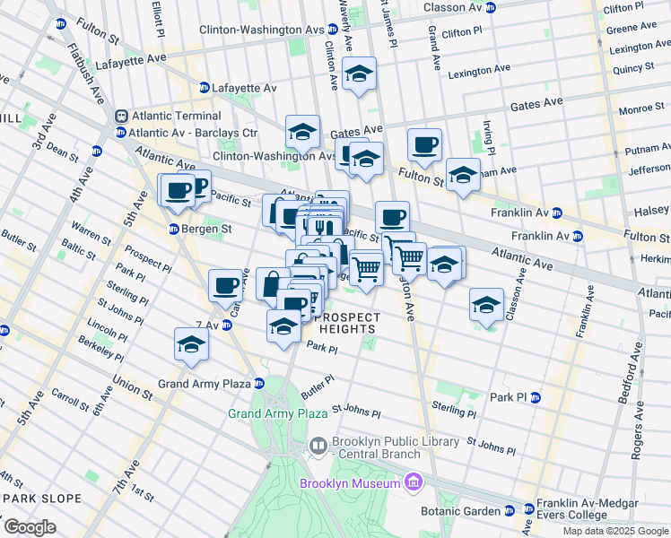 map of restaurants, bars, coffee shops, grocery stores, and more near in Brooklyn