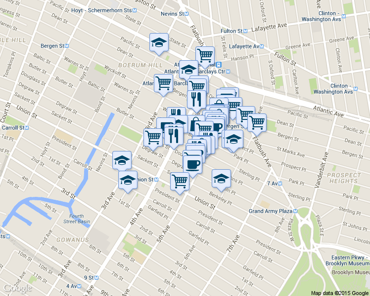 map of restaurants, bars, coffee shops, grocery stores, and more near 636 Baltic Street in Brooklyn