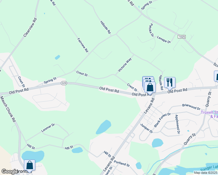 map of restaurants, bars, coffee shops, grocery stores, and more near 2467 Old Post Road in Coplay