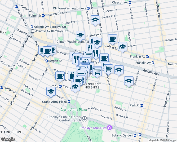 map of restaurants, bars, coffee shops, grocery stores, and more near in Brooklyn
