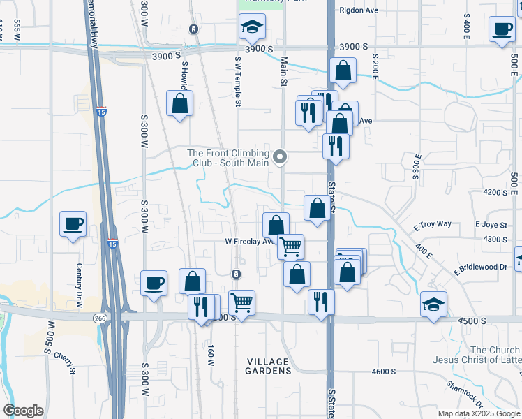 map of restaurants, bars, coffee shops, grocery stores, and more near 4237 South Birkhill Boulevard in Murray
