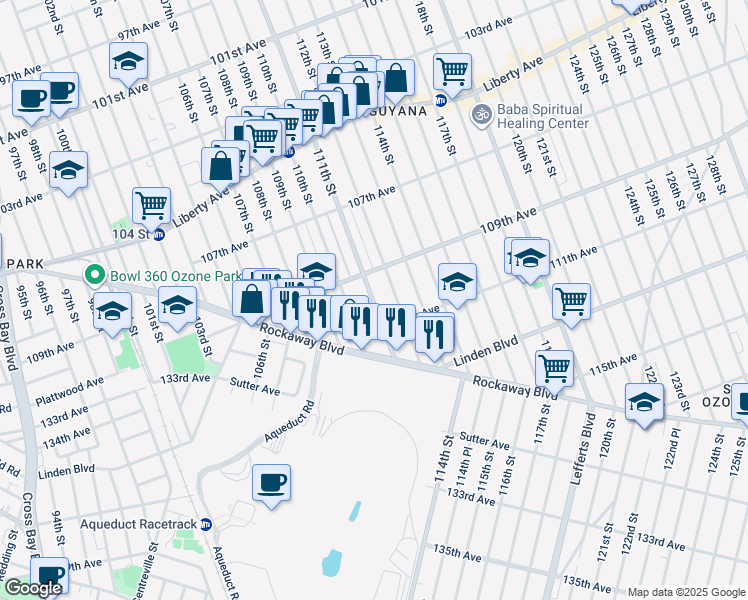 map of restaurants, bars, coffee shops, grocery stores, and more near in Queens