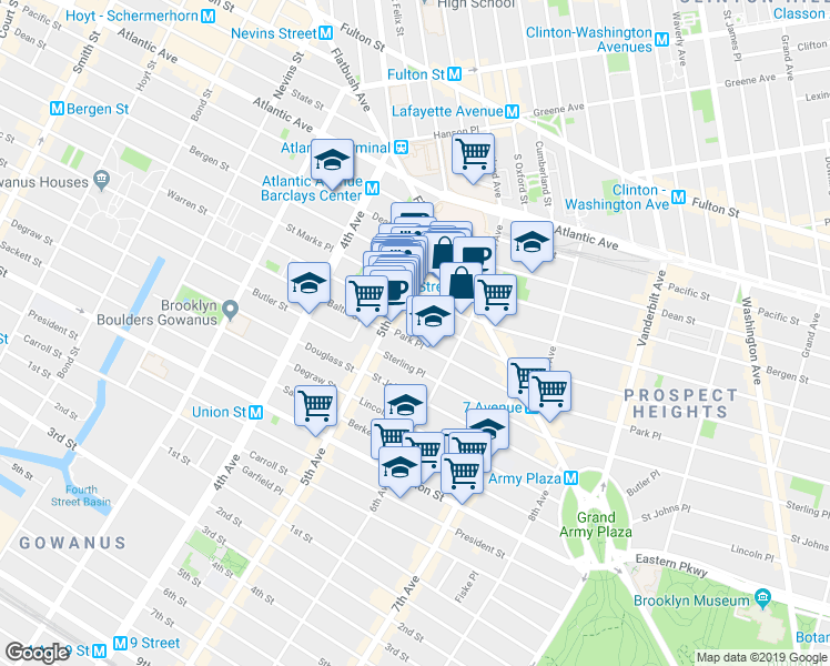map of restaurants, bars, coffee shops, grocery stores, and more near 22 Prospect Place in Brooklyn