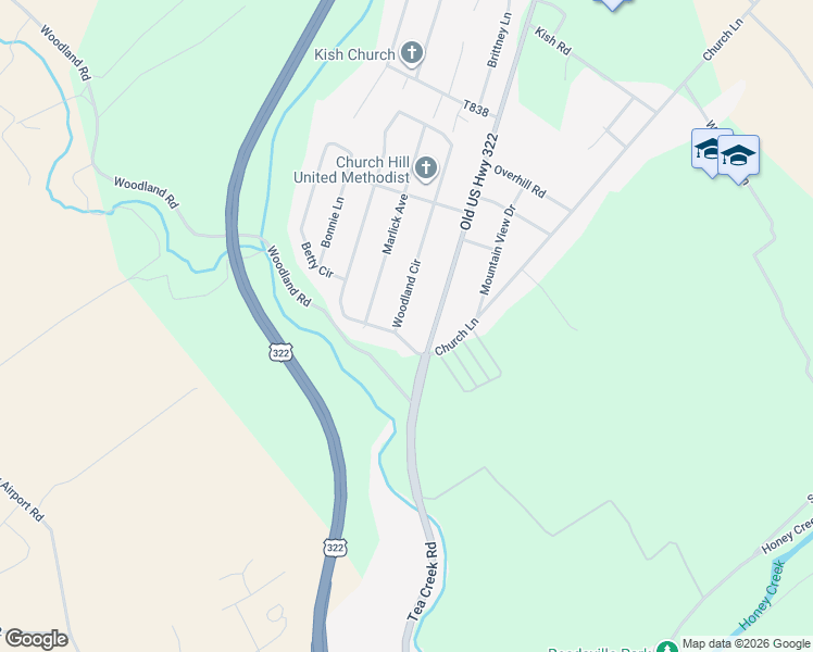 map of restaurants, bars, coffee shops, grocery stores, and more near 32 Woodland Circle in Reedsville