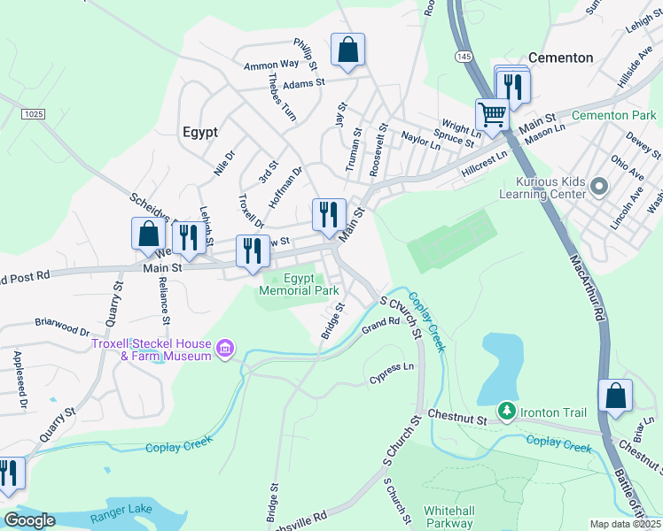 map of restaurants, bars, coffee shops, grocery stores, and more near in Lehigh County