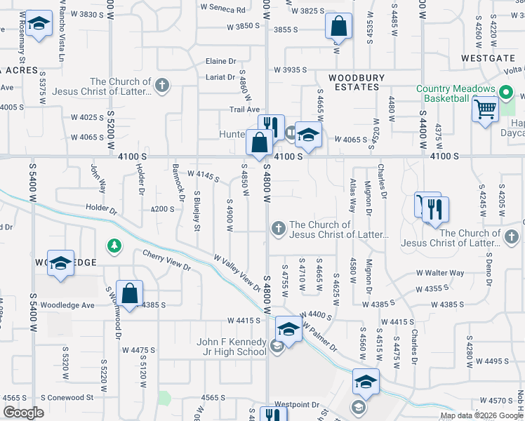 map of restaurants, bars, coffee shops, grocery stores, and more near 4187 South 4850 West in West Valley City