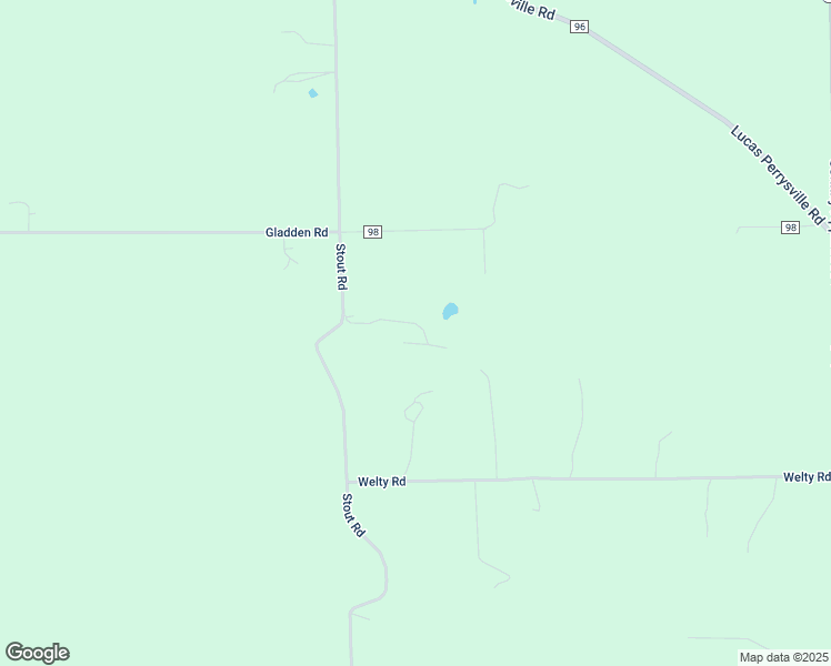 map of restaurants, bars, coffee shops, grocery stores, and more near 2889 Stout Road in Lucas