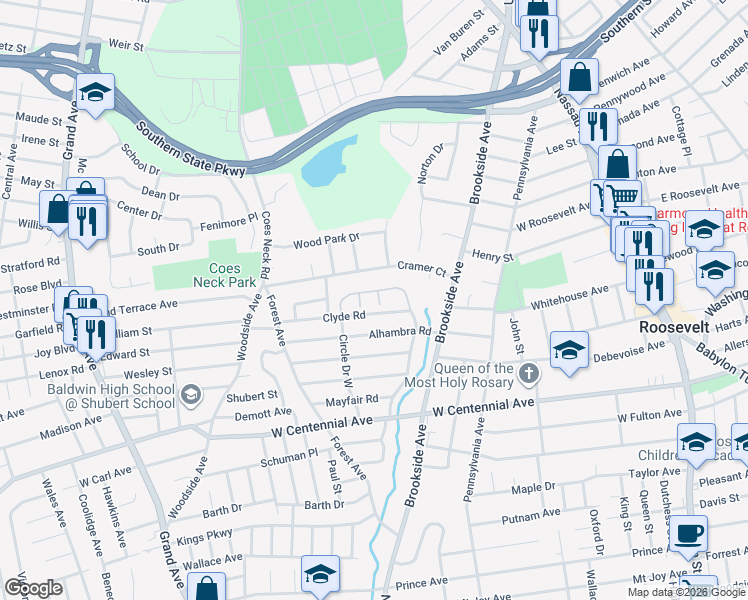 map of restaurants, bars, coffee shops, grocery stores, and more near 519 Woodland Estates Drive in Baldwin