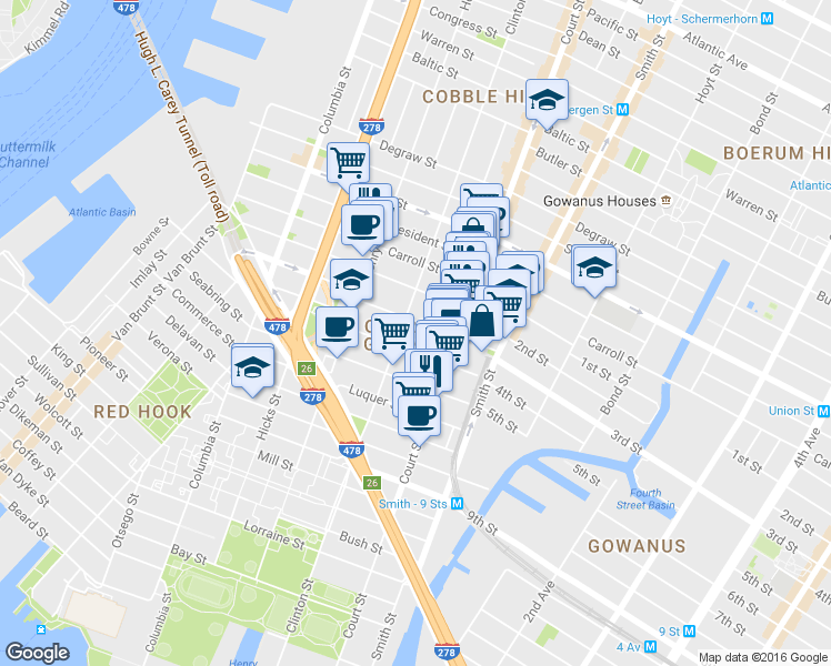 map of restaurants, bars, coffee shops, grocery stores, and more near in Brooklyn