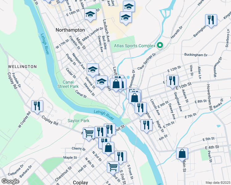 map of restaurants, bars, coffee shops, grocery stores, and more near in 