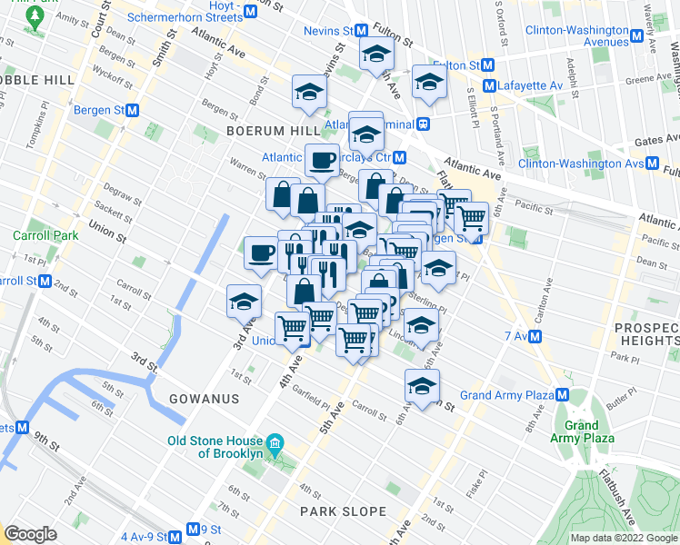 map of restaurants, bars, coffee shops, grocery stores, and more near 336 Butler Street in Brooklyn