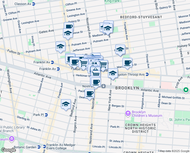 map of restaurants, bars, coffee shops, grocery stores, and more near in Brooklyn