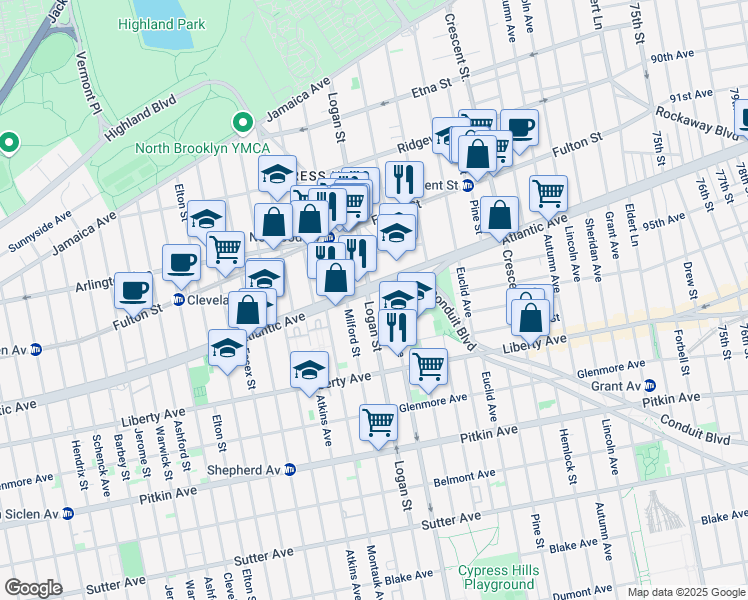 map of restaurants, bars, coffee shops, grocery stores, and more near in Brooklyn