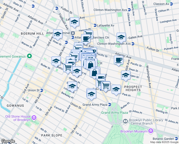 map of restaurants, bars, coffee shops, grocery stores, and more near 75 Saint Marks Avenue in Brooklyn