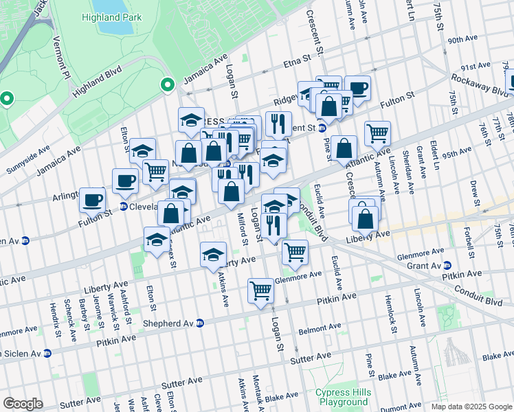 map of restaurants, bars, coffee shops, grocery stores, and more near in Brooklyn
