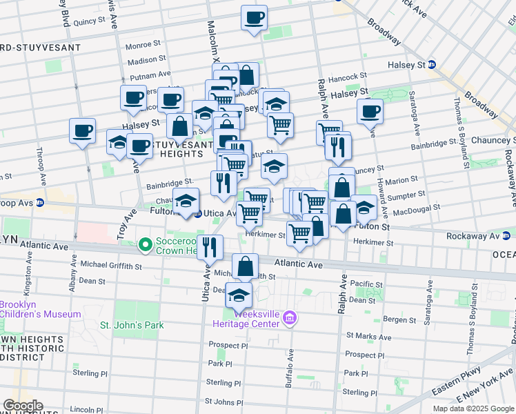 map of restaurants, bars, coffee shops, grocery stores, and more near in Brooklyn