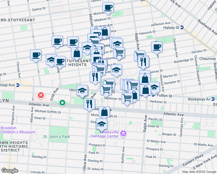 map of restaurants, bars, coffee shops, grocery stores, and more near in Brooklyn