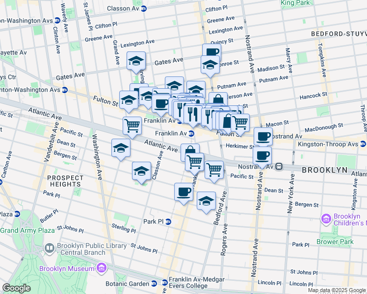 map of restaurants, bars, coffee shops, grocery stores, and more near in Brooklyn
