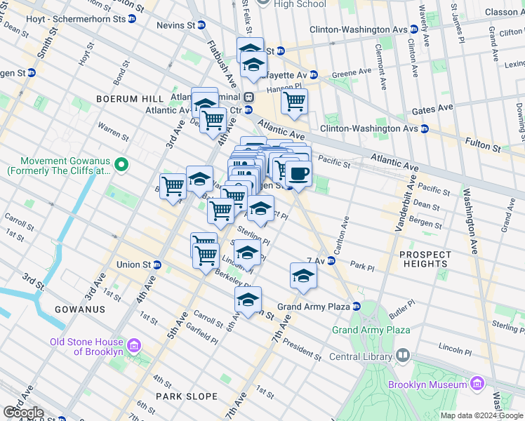 map of restaurants, bars, coffee shops, grocery stores, and more near 22 Prospect Place in Brooklyn