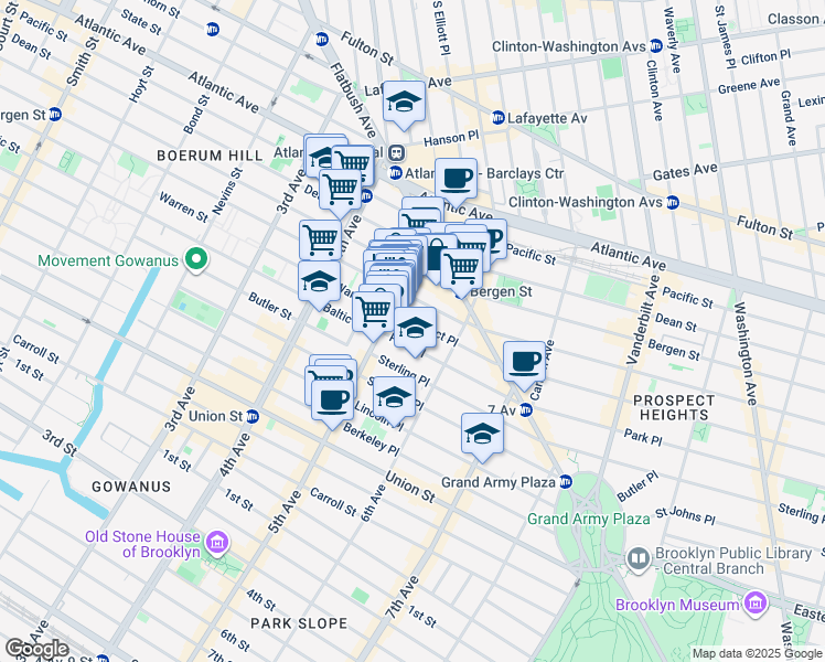map of restaurants, bars, coffee shops, grocery stores, and more near 22 Prospect Place in Brooklyn