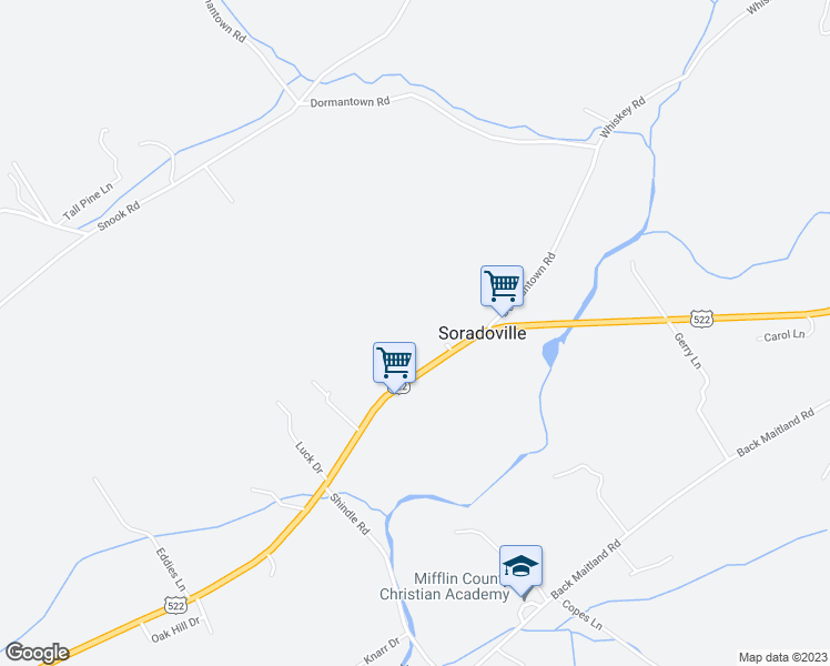 map of restaurants, bars, coffee shops, grocery stores, and more near in McClure